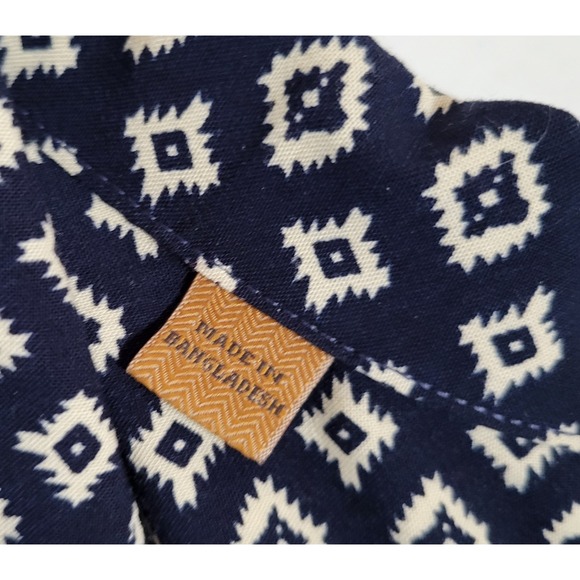 Jachs Girlfriend Top XXL‎ Button-Up Cap Sleeve Geometric Navy Blue Women's 0863 - Picture 4 of 5